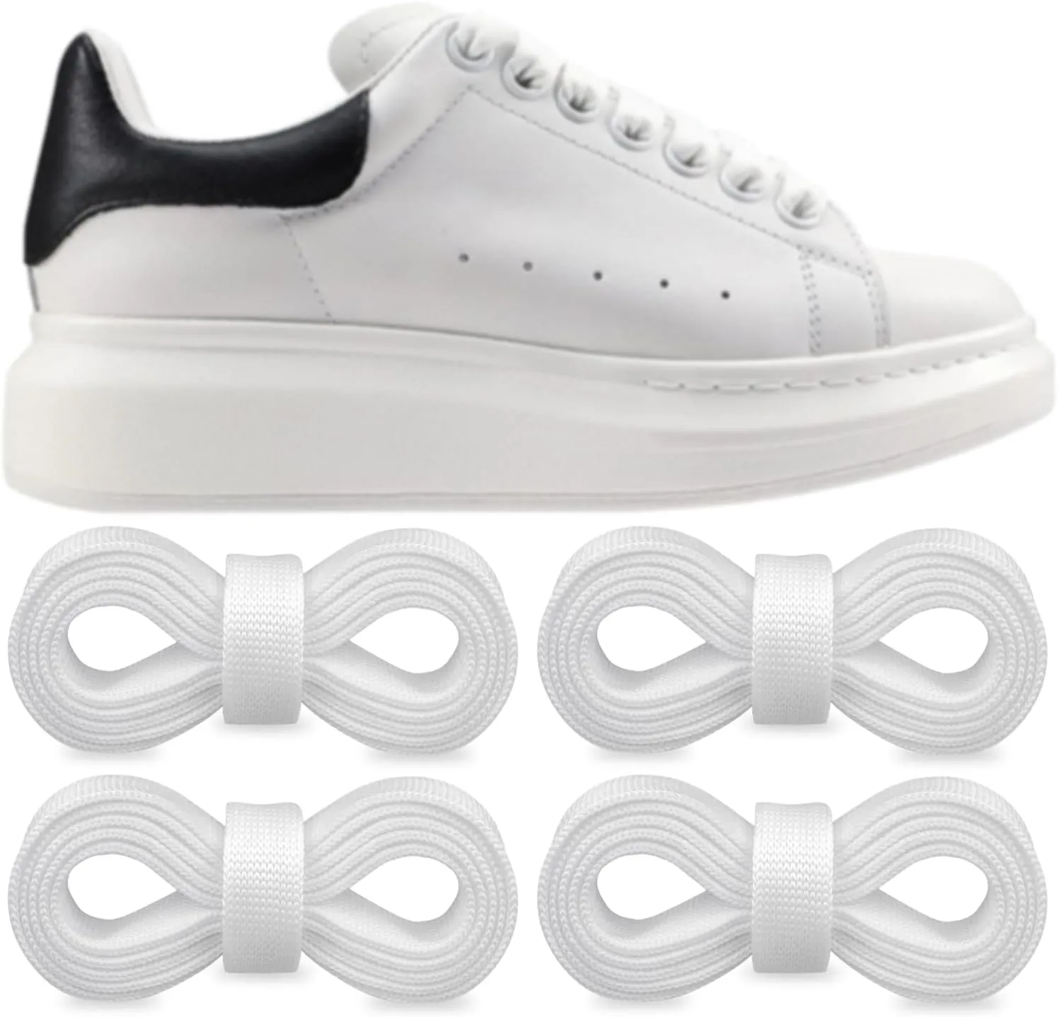 2 Pairs Shoelaces for Alexander McQueen Flat Shoe Laces Replacement Sneaker Shoes