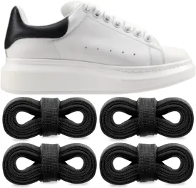 2 Pairs Shoelaces for Alexander McQueen Flat Shoe Laces Replacement Sneaker Shoes