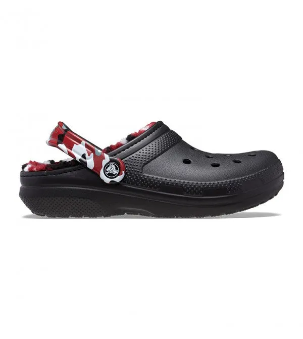 Crocs Kids Classic Lined Camo Clog - Black
