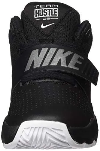 Nike Boys' Team Hustle D 8 (PS) Basketball Shoe, Black/Metallic Silver - White, 2Y Regular US Little Kid