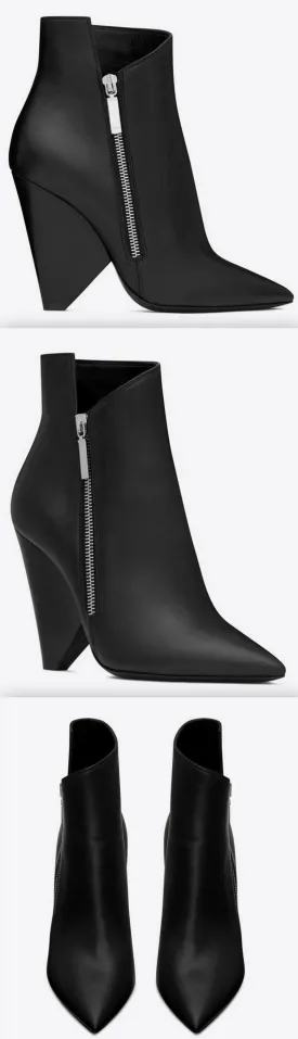 Niki Wedge Bootie in Leather - Black