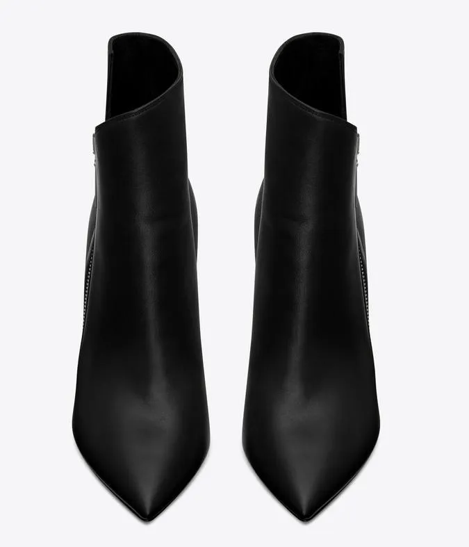 Niki Wedge Bootie in Leather - Black