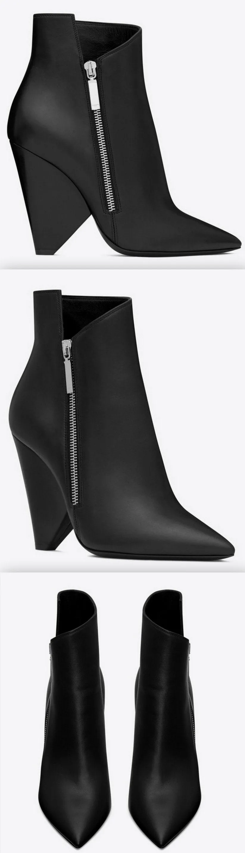 Niki Wedge Bootie in Leather - Black