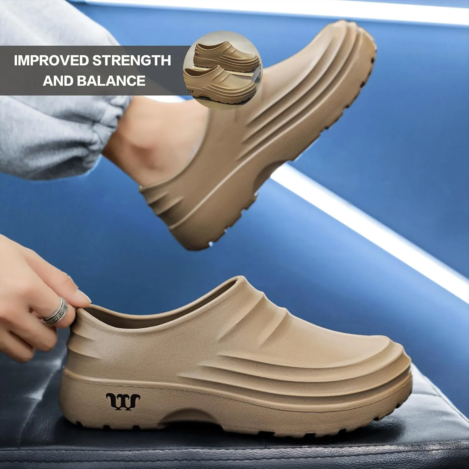 Non Slip Work Shoes for Women Men, Waterproof Slip Resistant Chef Clogs Shoes for Unisex-Adult, Ideal for Kitchen Garden Beach