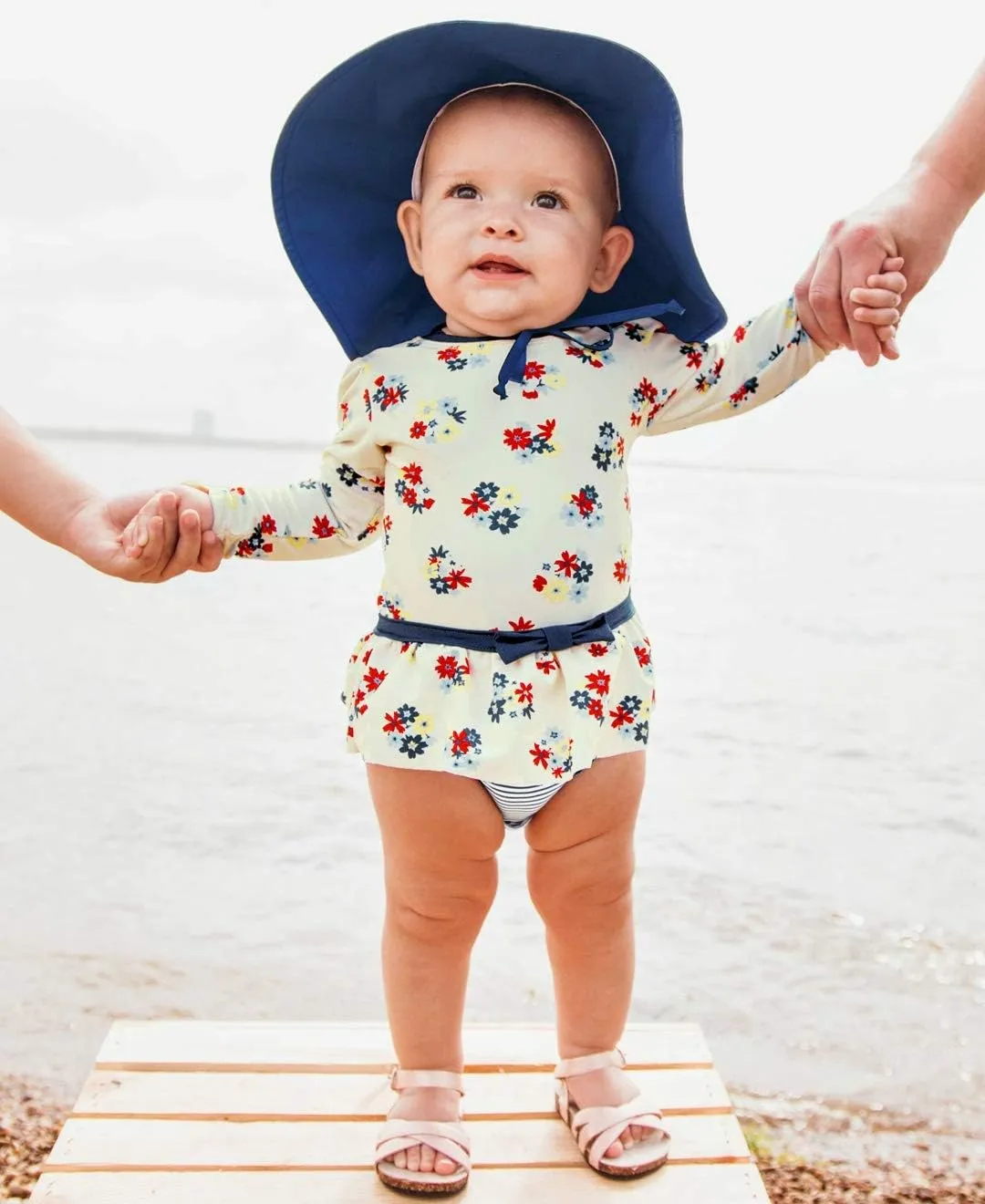 RuffleButts? Baby/Toddler Girls Baby/Toddler Sun Hat with UPF 50  Sun Protection and Floppy Wide Brim