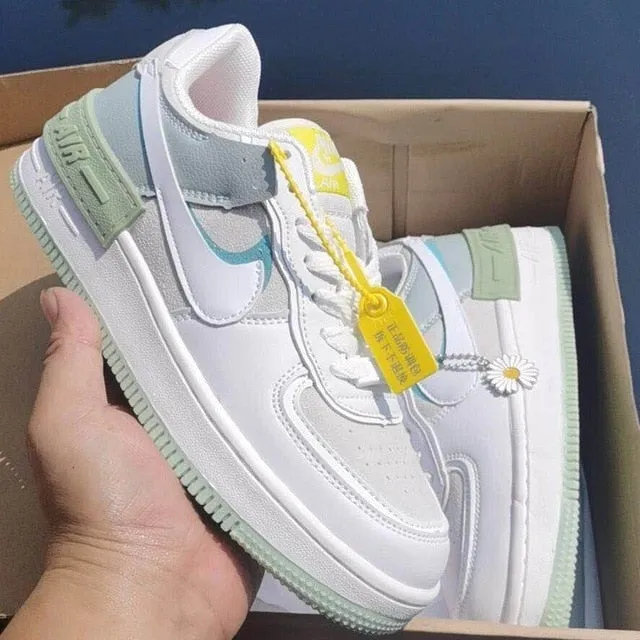SCHNIKE-air force 1 shadow AF1 Original women Skateboard Shoes Outdoor Red yellow Fashion Sports Sneakers Eur 36-40
