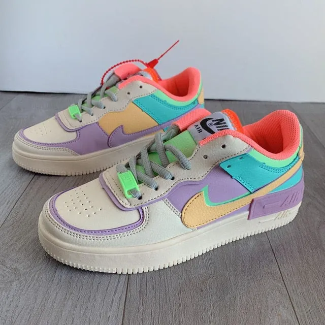 SCHNIKE-air force 1 shadow AF1 Original women Skateboard Shoes Outdoor Red yellow Fashion Sports Sneakers Eur 36-40