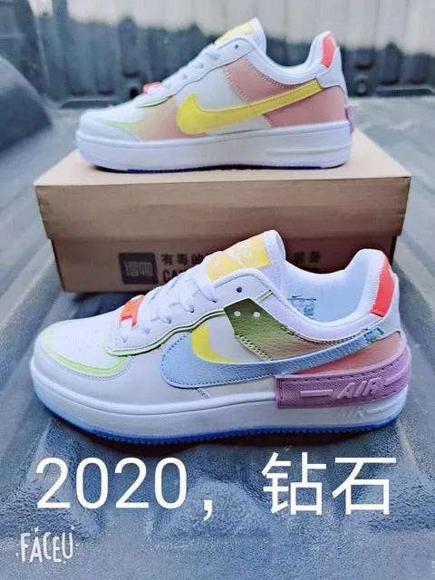 SCHNIKE-air force 1 shadow AF1 Original women Skateboard Shoes Outdoor Red yellow Fashion Sports Sneakers Eur 36-40