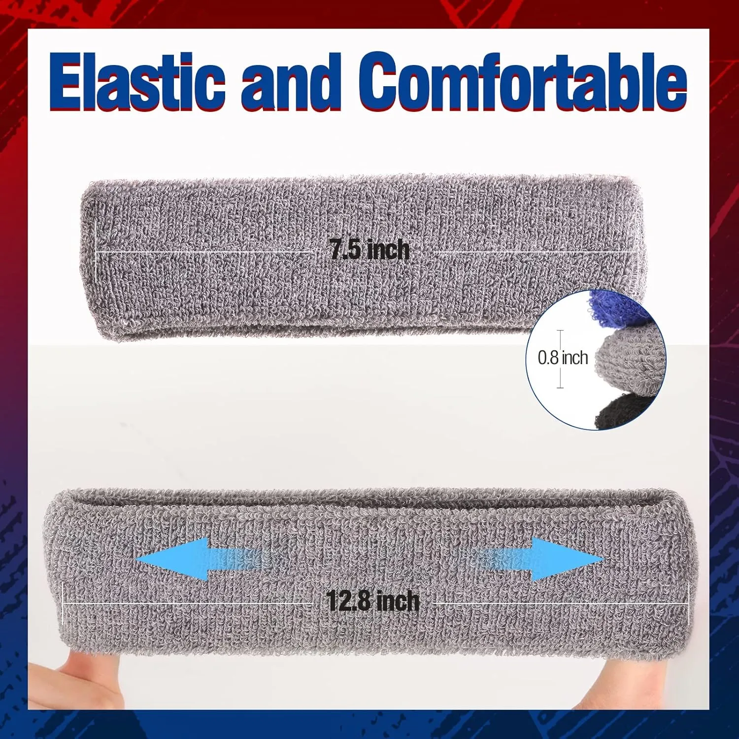Sweatbands Sports Headband for Men & Women, Moisture Wicking Hairband Athletic Towel Headbands Cotton Head Sweat Bands for Running, Cycling, Yoga, Spa